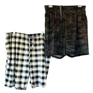 Lot of 2 Loungewear Warmup Shorts Mens Champion XXL Nylon Black/White Casual